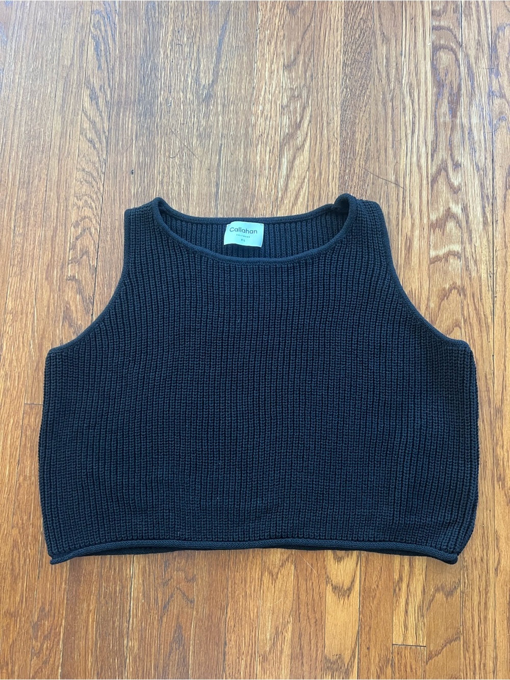 Callahan Black Ribbed Crop Sweater Tank